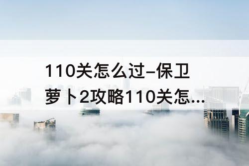 110关怎么过-保卫萝卜2攻略110关怎么过教程攻略