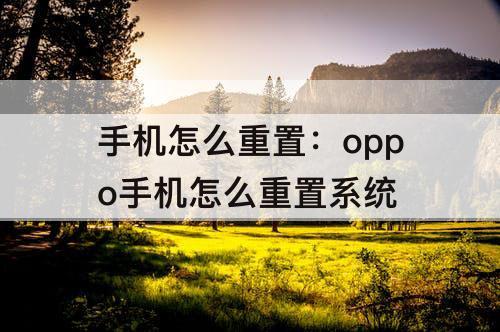 手机怎么重置：oppo手机怎么重置系统