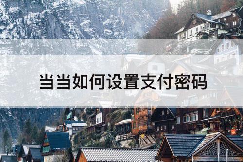当当如何设置支付密码