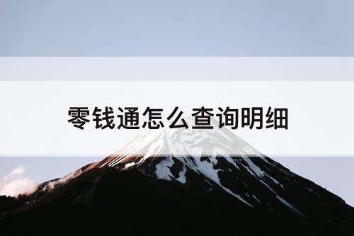 零钱通怎么查询明细