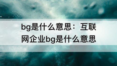 bg是什么意思：互联网企业bg是什么意思