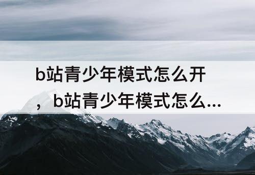 b站青少年模式怎么开，b站青少年模式怎么开启