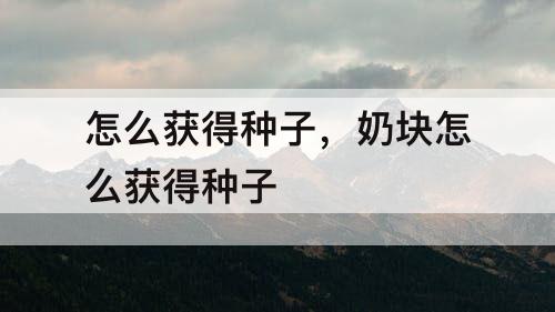 怎么获得种子，奶块怎么获得种子