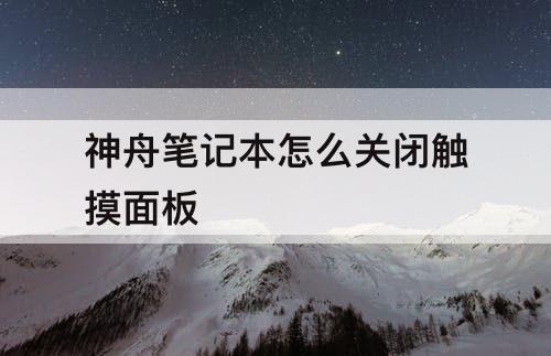 神舟笔记本怎么关闭触摸面板
