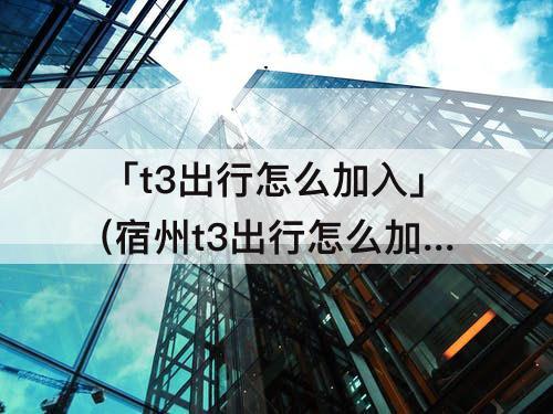 「t3出行怎么加入」(宿州t3出行怎么加入车队)