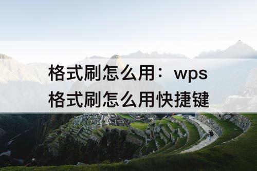 格式刷怎么用：wps格式刷怎么用快捷键