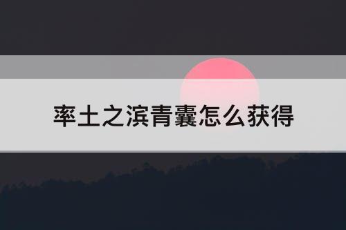 率土之滨青囊怎么获得