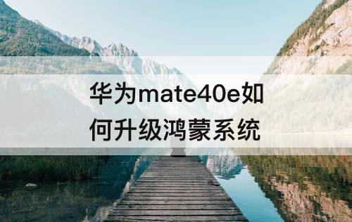 华为mate40e如何升级鸿蒙系统