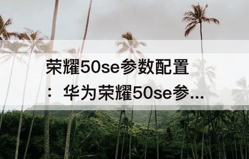 荣耀50se参数配置：华为荣耀50se参数配置详情