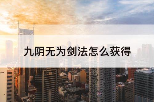 九阴无为剑法怎么获得