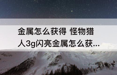 金属怎么获得 怪物猎人3g闪亮金属怎么获得