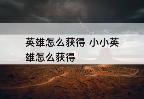 英雄怎么获得 小小英雄怎么获得