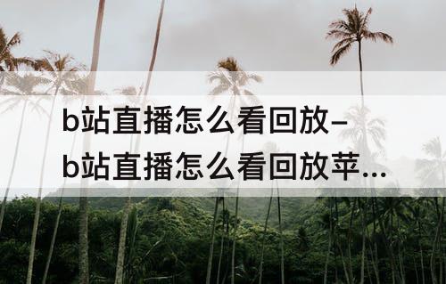 b站直播怎么看回放-b站直播怎么看回放苹果