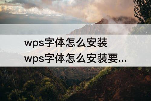 wps字体怎么安装 wps字体怎么安装要会员