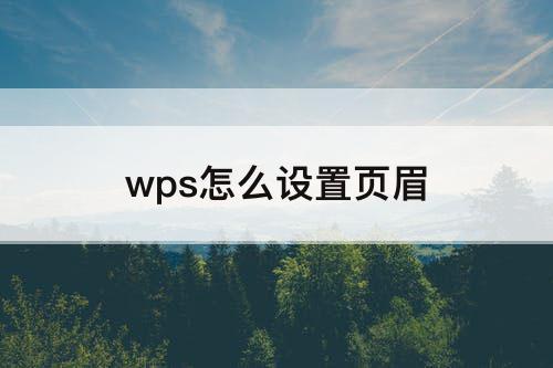 wps怎么设置页眉