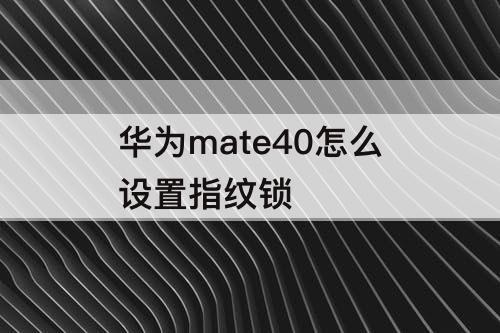 华为mate40怎么设置指纹锁