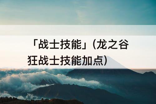 「战士技能」(龙之谷狂战士技能加点)