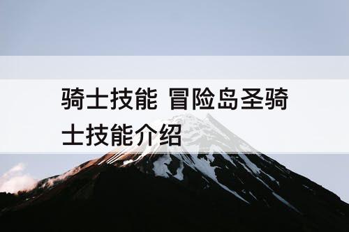 骑士技能 冒险岛圣骑士技能介绍